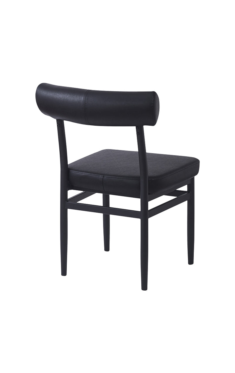 Indoor Metal Chair with Cylindrical Upholstered Backrest and Padded Seat
