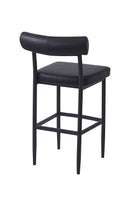 Indoor Metal Barstool with Cylindrical Upholstered Backrest and Padded Seat