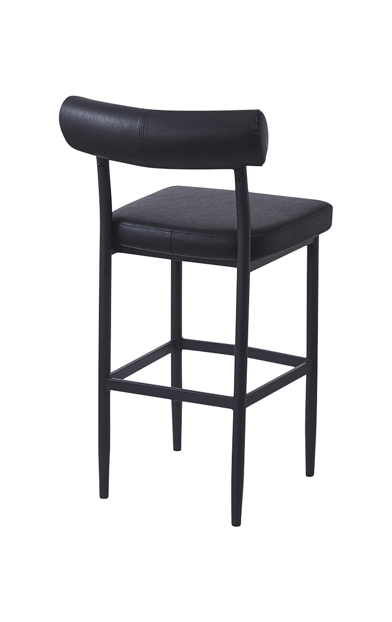 Indoor Metal Barstool with Cylindrical Upholstered Backrest and Padded Seat