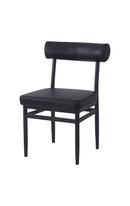 Indoor Metal Chair with Cylindrical Upholstered Backrest and Padded Seat