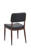 Wood Grain Metal Dining Chair with Black Padded Seat and Back