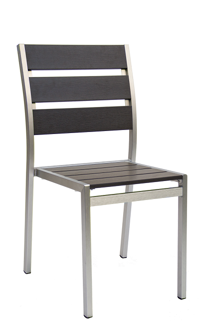 Outdoor Aluminum Chair with imitation teak slat seat