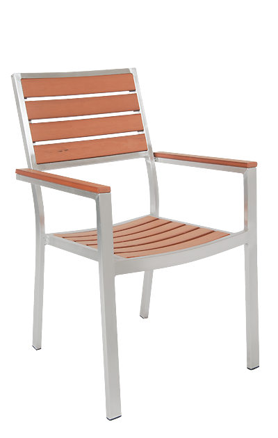 Aluminum Chair w/ Imitation Teak Slats