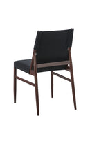 Indoor Metal Chair with Black Vinyl Seat and Back, Wood Grain Metal Frame