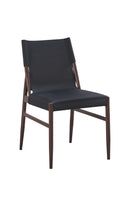 Indoor Metal Chair with Black Vinyl Seat and Back, Wood Grain Metal Frame