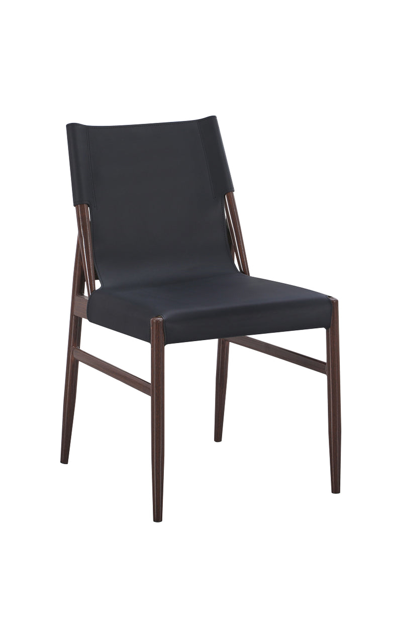 Indoor Metal Chair with Black Vinyl Seat and Back, Wood Grain Metal Frame