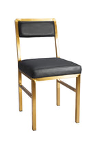 Indoor Chair with Stainless Steel Golden Frame and Black Vinyl Padded Seat and Back