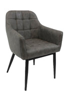 Grey PU leather armchair with black steel legs