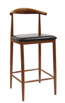 Wood Grain Steel Barstool in Medium Honey Brown Finish with Black Vinyl Seat
