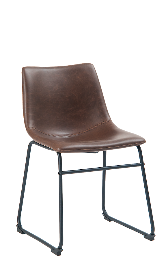 Vintage Black Steel Chair with Dark Brown Vinyl Seat