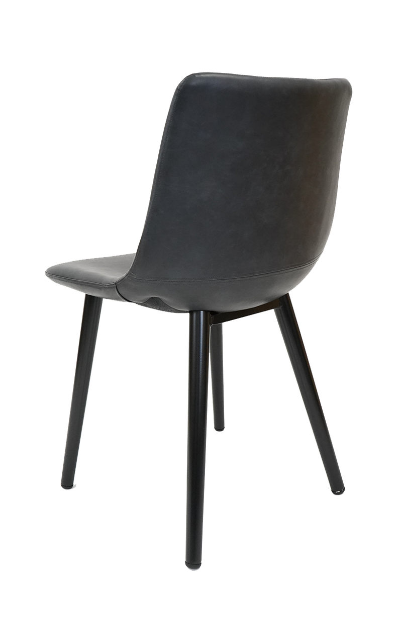 Vintage Metal Chair w/ Greyish Black Tone Vinyl Seat