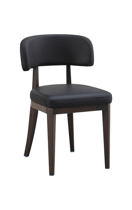 Minimalist Metal Chair With Black Vinyl Seat &Back