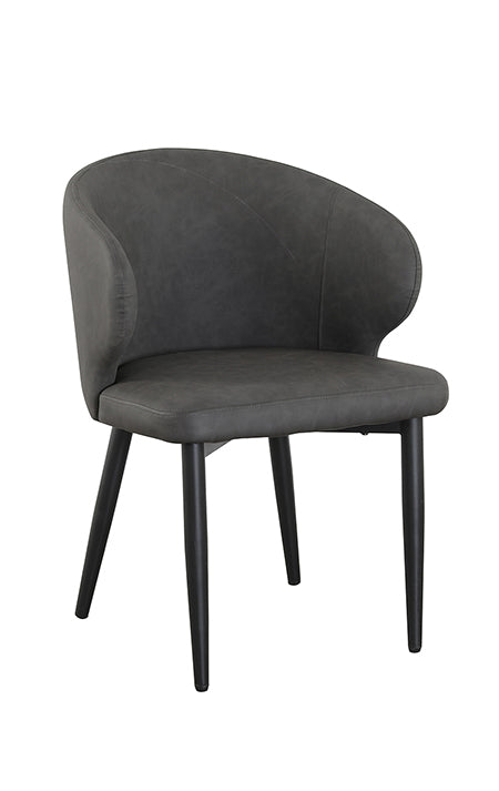 Black Metal Frame Chair with Dark Grey PU Leather Seat