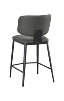 Indoor Metal Barstool with Grey Vinyl Seat and Back