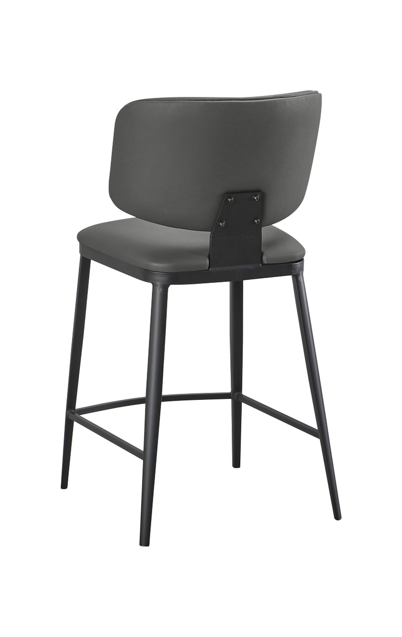 Indoor Metal Barstool with Grey Vinyl Seat and Back