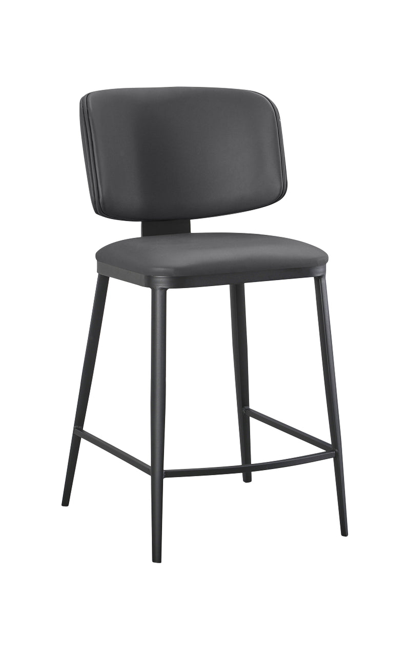 Indoor Metal Barstool with Grey Vinyl Seat and Back