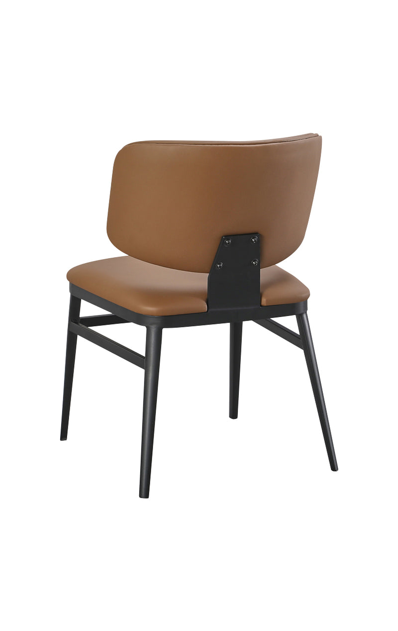 Indoor Metal Chair with Camel Vinyl Seat and Back