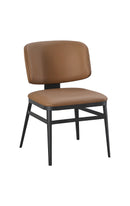 Indoor Metal Chair with Camel Vinyl Seat and Back