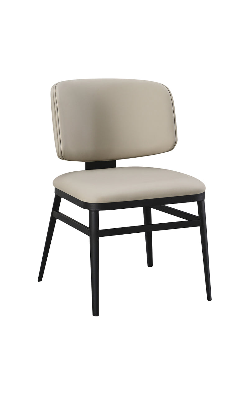 Indoor Metal Chair with Cream Vinyl Seat and Back
