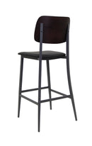 Indoor Modern Black Metal Barstool with Cushioned Seat and Back