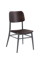Indoor Modern Black Metal Chair with Walnut Veneer Seat and Back