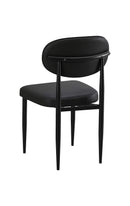 Indoor Modern Black Metal Chair with Oval Upholstered Backrest and Padded Seat