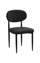 Indoor Modern Black Metal Chair with Oval Upholstered Backrest and Padded Seat