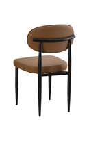 Indoor Modern Brown Metal Chair with Oval Upholstered Backrest and Padded Seat