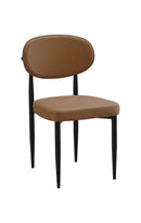 Indoor Modern Brown Metal Chair with Oval Upholstered Backrest and Padded Seat