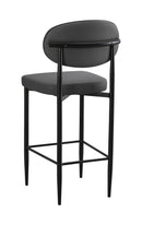 Indoor Modern Gray Metal Barstool with Oval Upholstered Backrest and Padded Seat