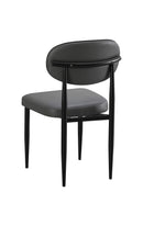 Indoor Modern Gray Metal Chair with Oval Upholstered Backrest and Padded Seat