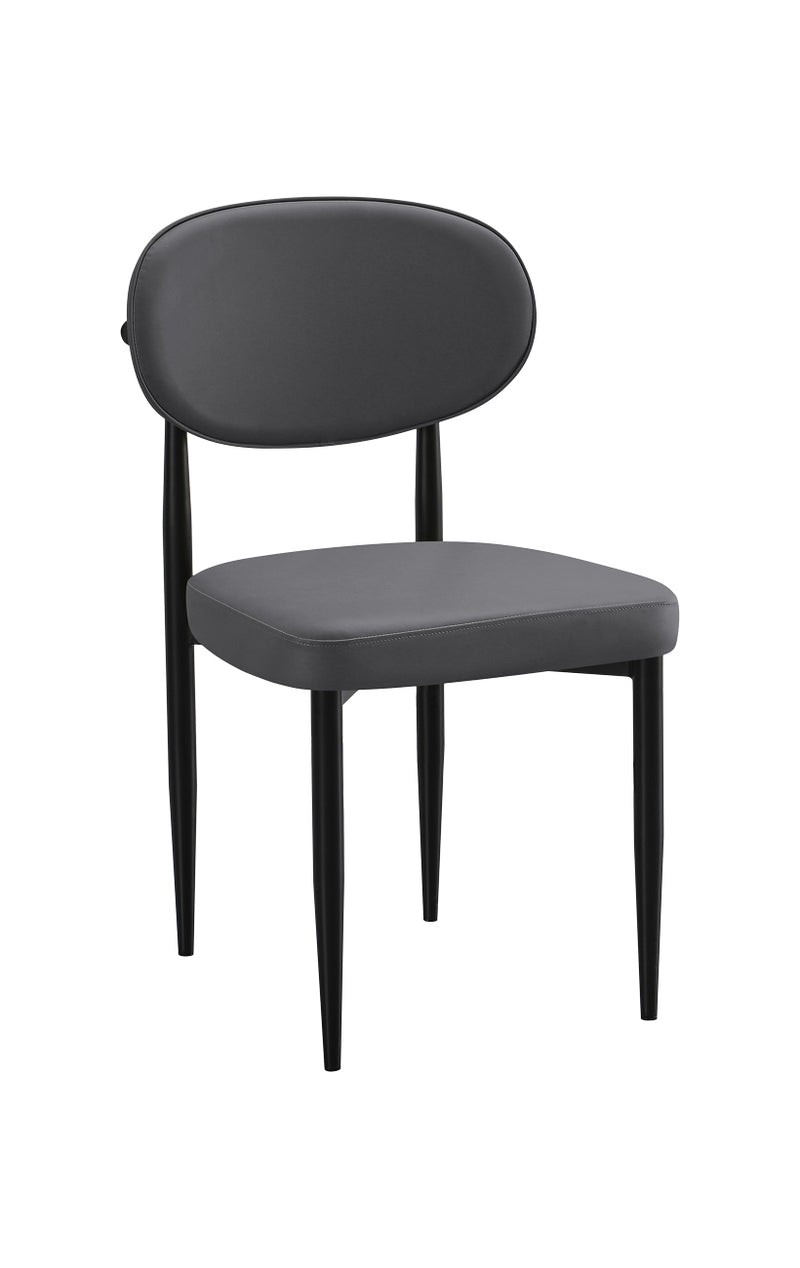Indoor Modern Gray Metal Chair with Oval Upholstered Backrest and Padded Seat