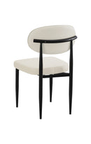 Indoor Modern White Metal Chair with Oval Upholstered Backrest and Padded Seat