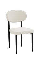 Indoor Modern White Metal Chair with Oval Upholstered Backrest and Padded Seat