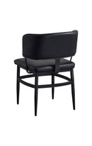 Indoor Black Metal Chair with Curved Backrest and Upholstered Padded Seat