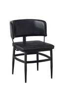 Indoor Black Metal Chair with Curved Backrest and Upholstered Padded Seat