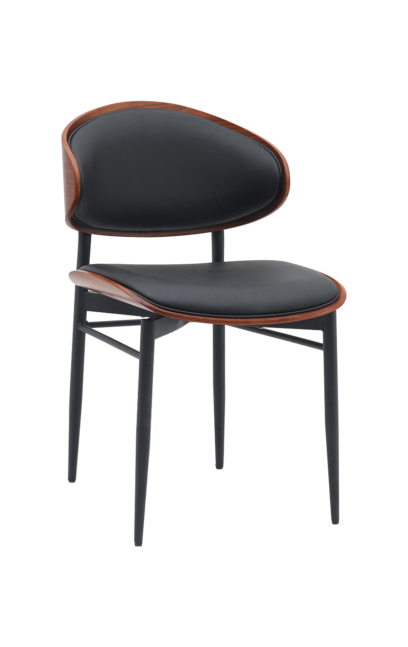 Modern Indoor Metal Chair with Black Vinyl Seat