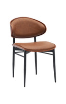 Modern Indoor Metal Chair with Brown Vinyl Seat