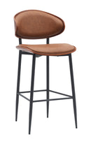 Modern Indoor Metal Barstool with Brown Vinyl Seat