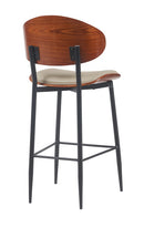 Modern Indoor Metal Barstool with Cream Vinyl Seat