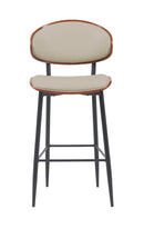 Modern Indoor Metal Barstool with Cream Vinyl Seat