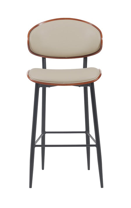 Modern Indoor Metal Barstool with Cream Vinyl Seat