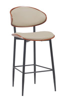 Modern Indoor Metal Barstool with Cream Vinyl Seat