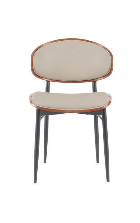 Modern Indoor Metal Chair with Cream Vinyl Seat