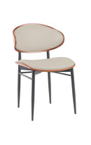 Modern Indoor Metal Chair with Cream Vinyl Seat