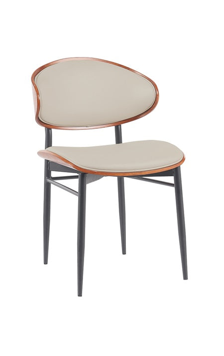 Modern Indoor Metal Chair with Cream Vinyl Seat