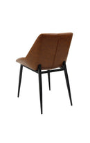 Modern Metal Chair with Brown Vinyl Seat and Decorative Stitching for Indoor Use