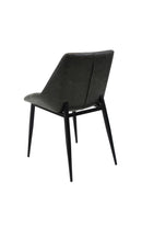 Modern Metal Chair with Dark Grey Vinyl Seat and Decorative Stitching for Indoor Use