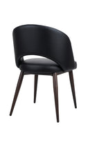 Black Upholstered Indoor Chair with Dark Walnut Metal Woodgrain Legs