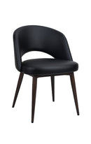 Black Upholstered Indoor Chair with Dark Walnut Metal Woodgrain Legs